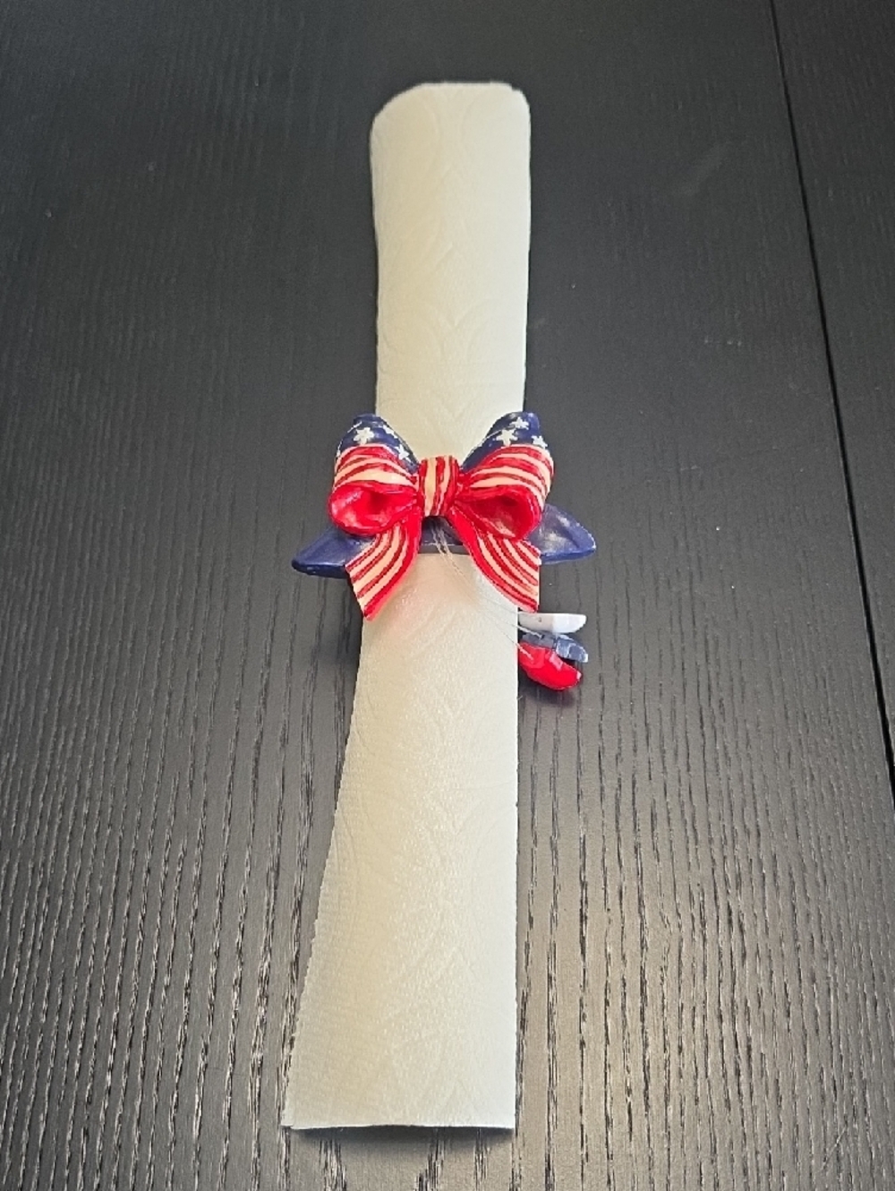 4th Of July Patriotic Napkin Rings with Star Charms - Red, White & Blue S/6 - Picture 4 of 16